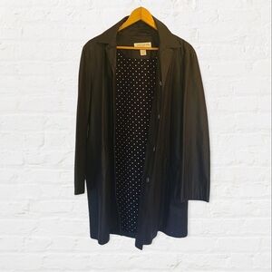 🎉 Jones New York Sports Womens Raincoat Navy Blue Polka Dot Lining Size M